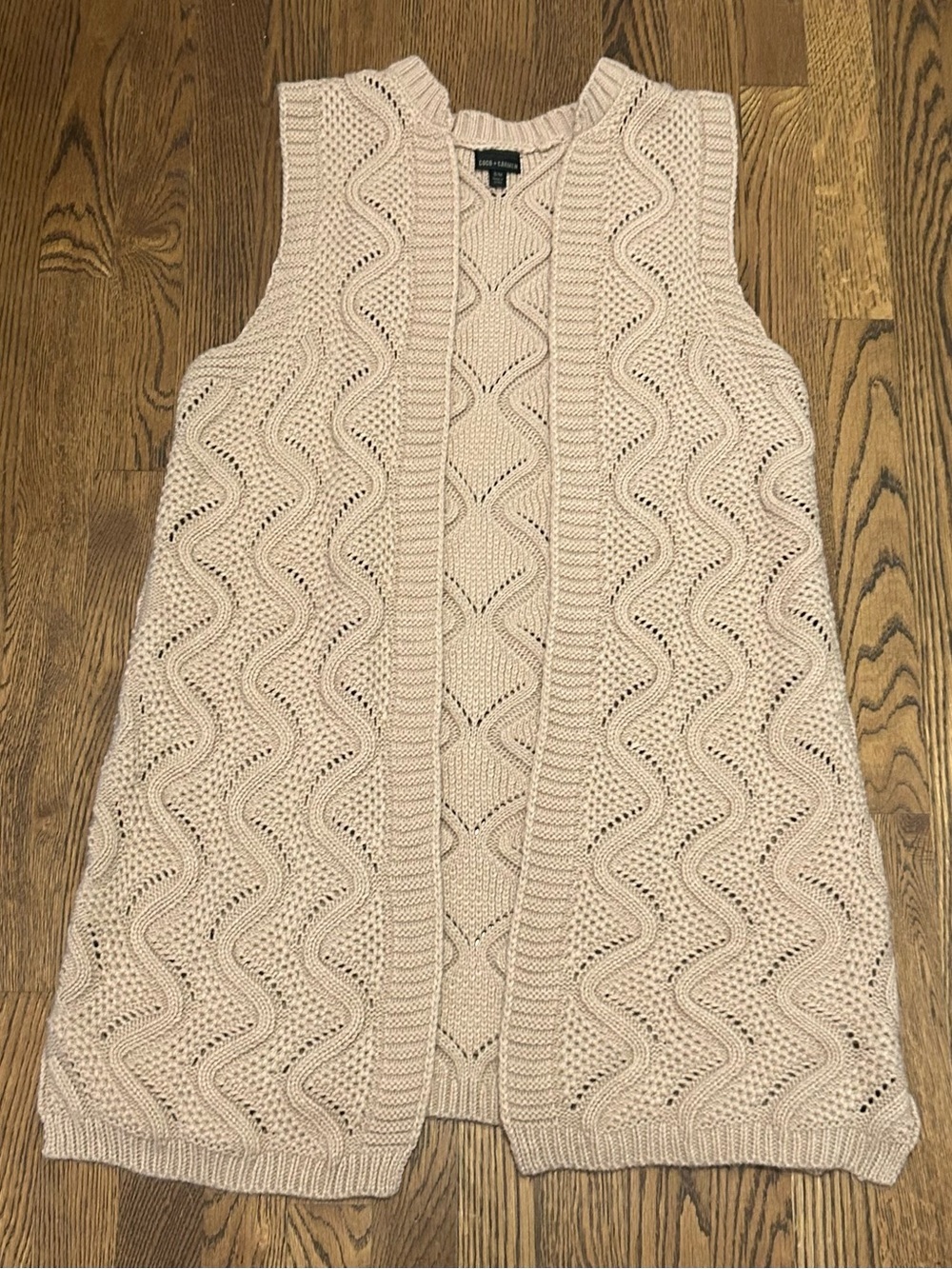 Coco + Carmen Fall Openwork Wave Knit Sleeveless Cardigan - Cream Fall 241